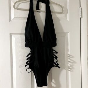 Black Halter One-Piece Swimsuit